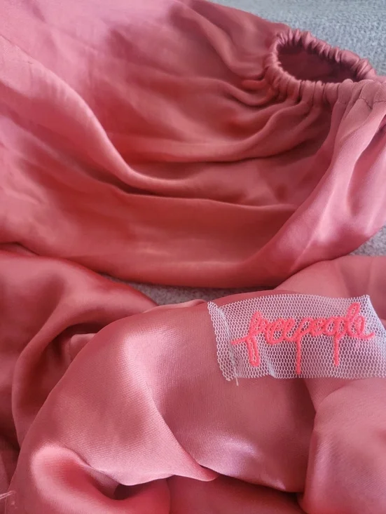 $220 Free People Justin Satin Cut Out Mini Dress Coral Size M - Picture 3 of 8